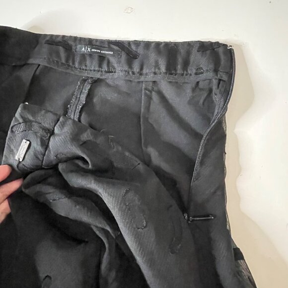 Armani Exchange Black Sheer and Lined Wide Leg Flowy Dress Pants Women's Size 0 - Picture 6 of 10